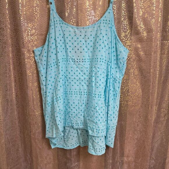 Torrid Light Blue Sophie Eyelet Swing Cami Tank Top NWT Size 1 1X 14/16 - Picture 2 of 11